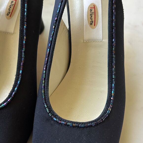 Talbots Navy fabric Slingback Heels 8.5N - Picture 3 of 7